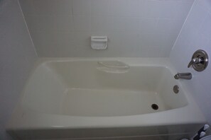 Combined shower/tub, hair dryer, towels