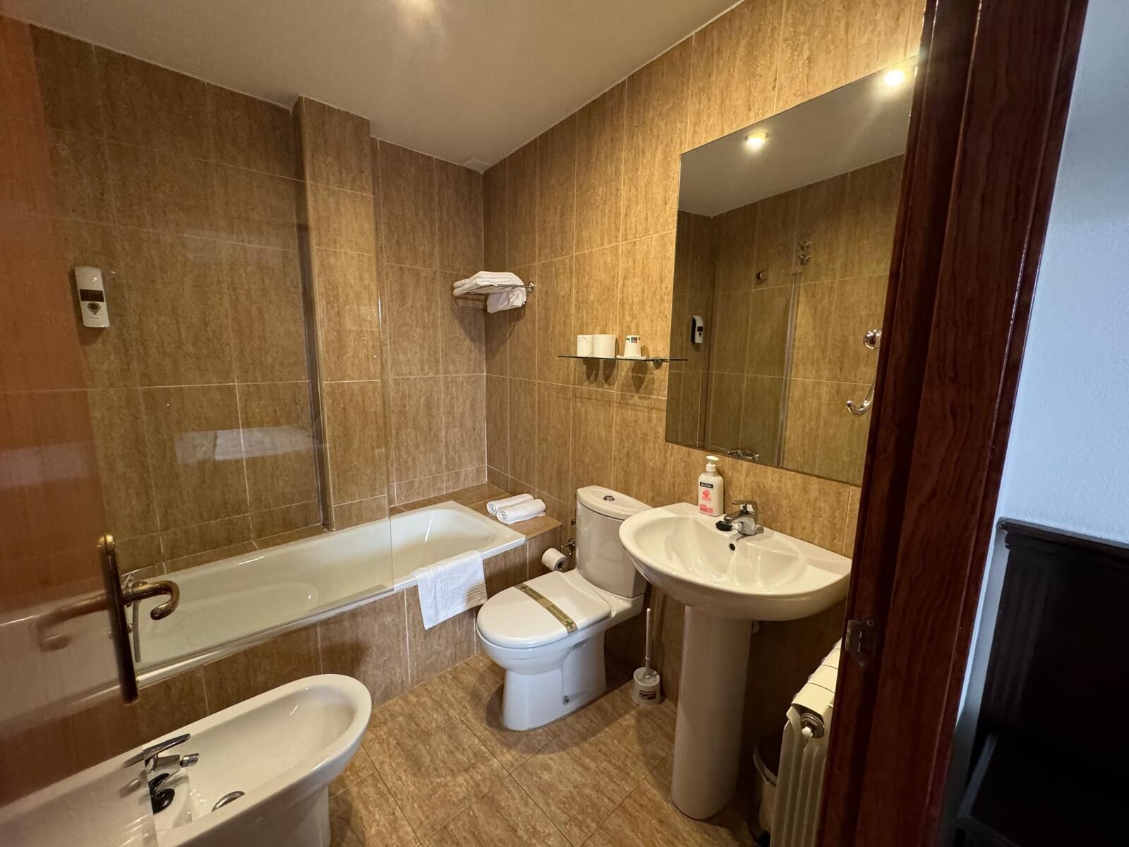 single room | bathroom | bathtub, hair dryer, bidet, towels