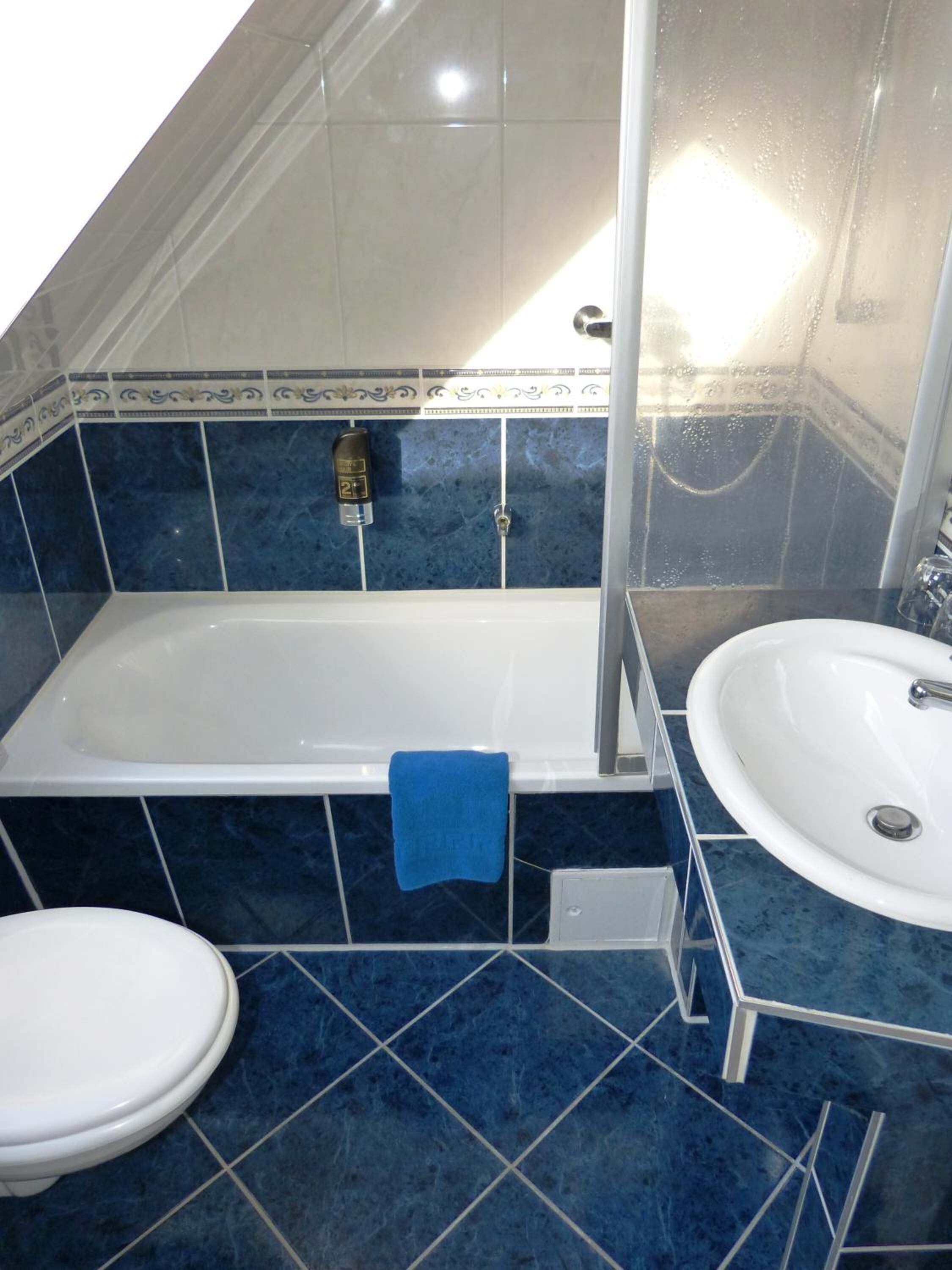 free toiletries, hair dryer, towels