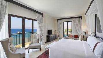 Suite, 1 King Bed, Non Smoking, Sea View (Balcony)- Saraya Suite | 1 bedroom, Frette Italian sheets, premium bedding, down comforters