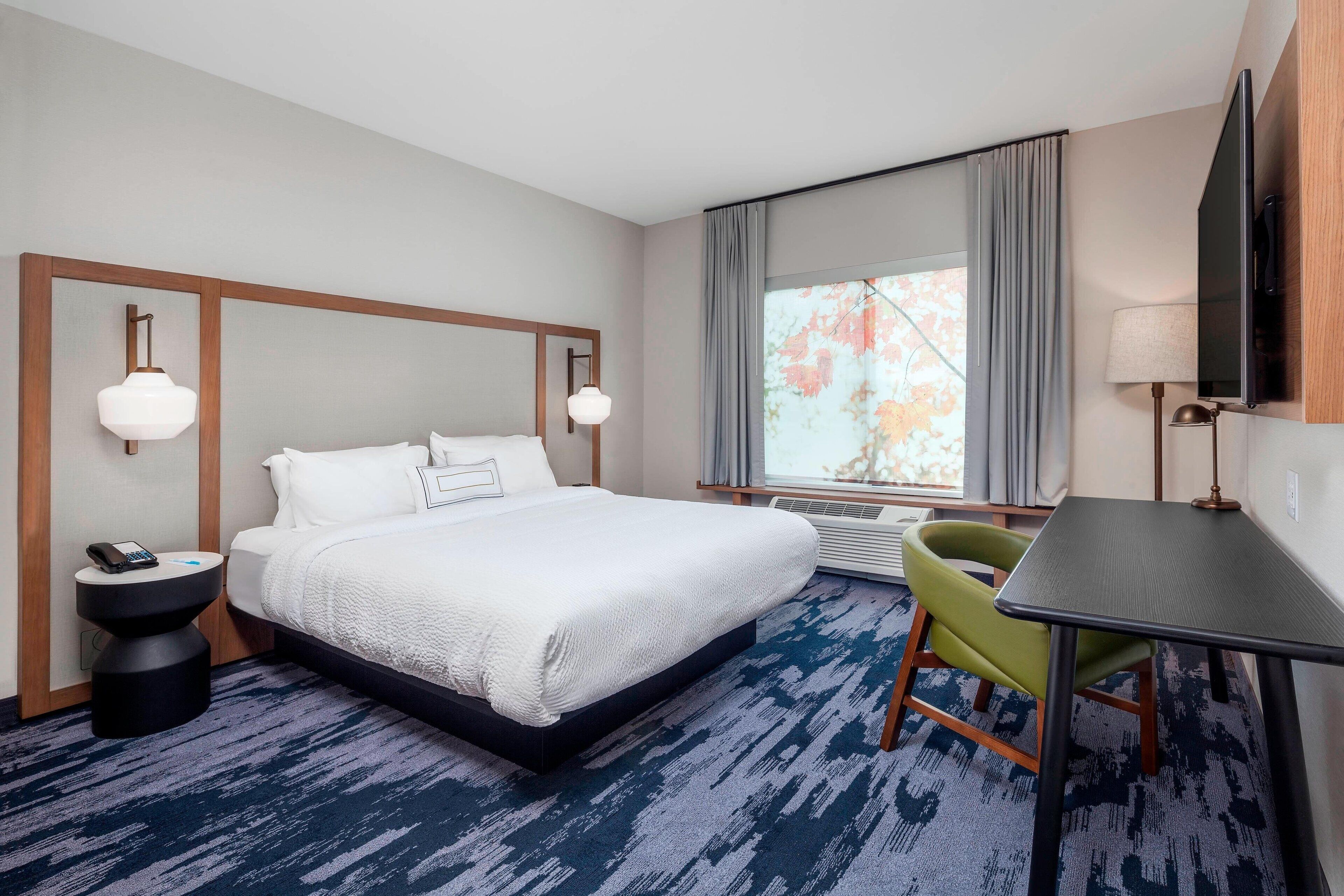 premium bedding, individually furnished, desk, laptop workspace