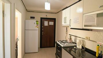 Basic-Apartment | Eigene Küche | Kühlschrank, Herdplatte, Wasserkocher mit Kaffee-/Teezubehör