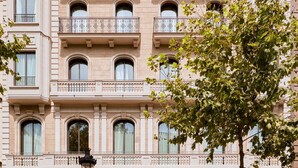 A multi-story building with balconies, large windows, and a tree in the foreground. - Almanac Barcelona (Barcelona)
