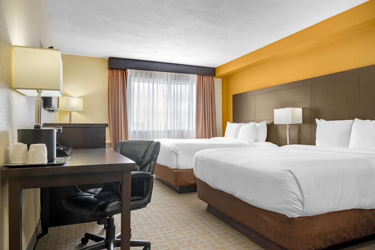 Standard Room, 2 Queen Beds, Non Smoking | Desk, iron/ironing board, free WiFi, bed sheets