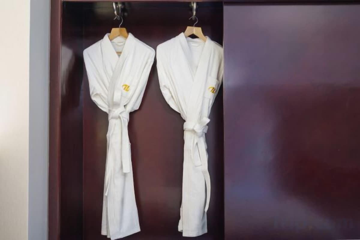 Shower, free toiletries, hair dryer, slippers