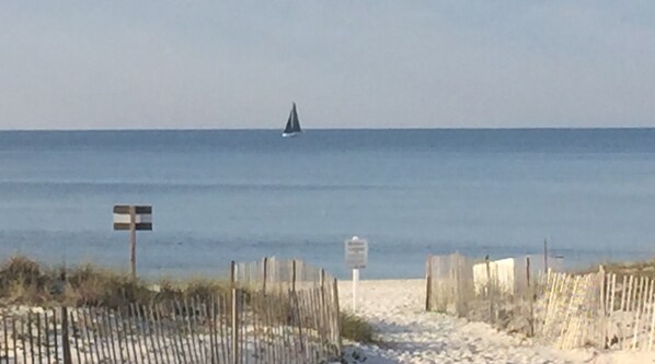 En la playa y camastros 