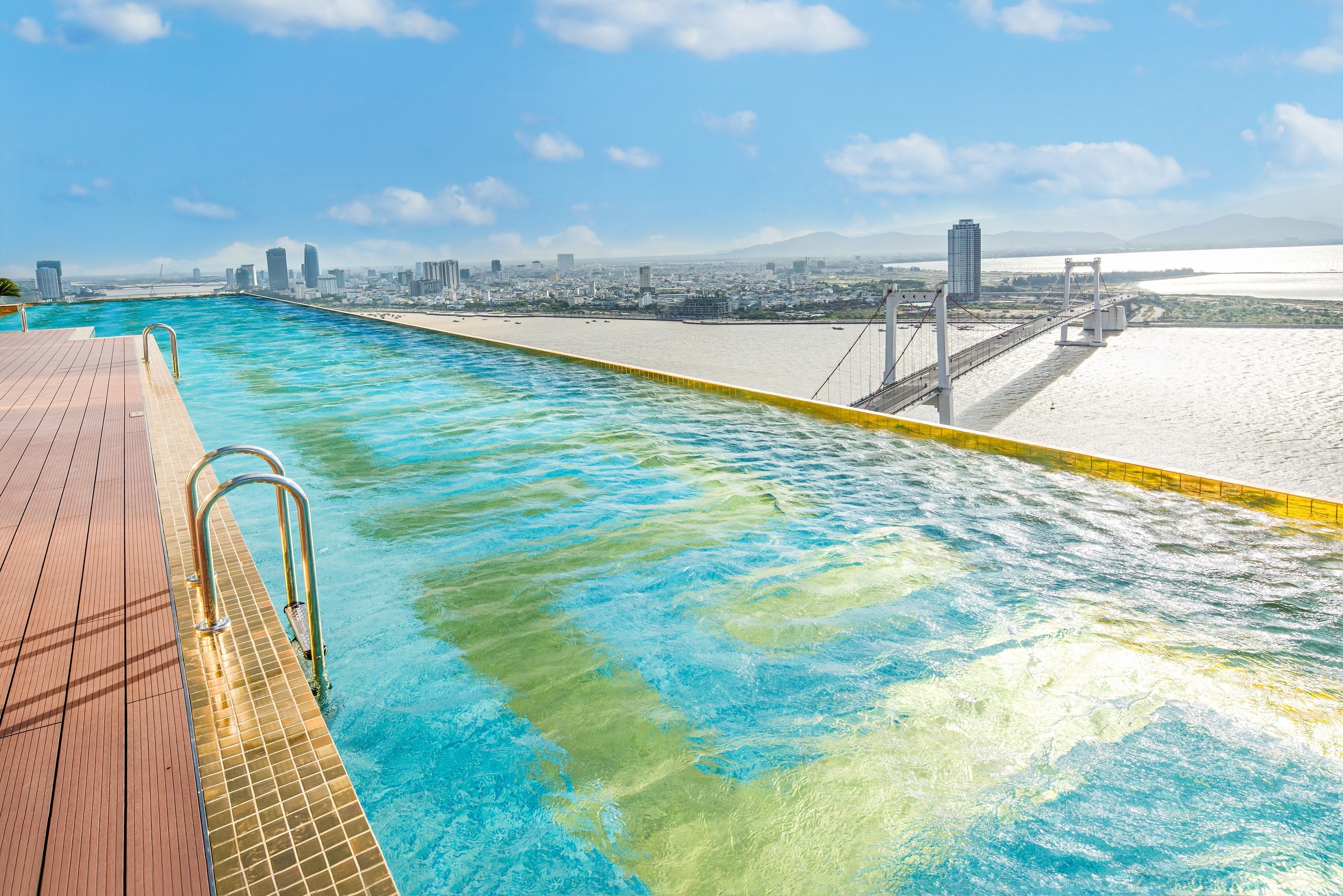 outdoor pool, pool loungers