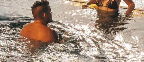 Outdoor pool, sun loungers