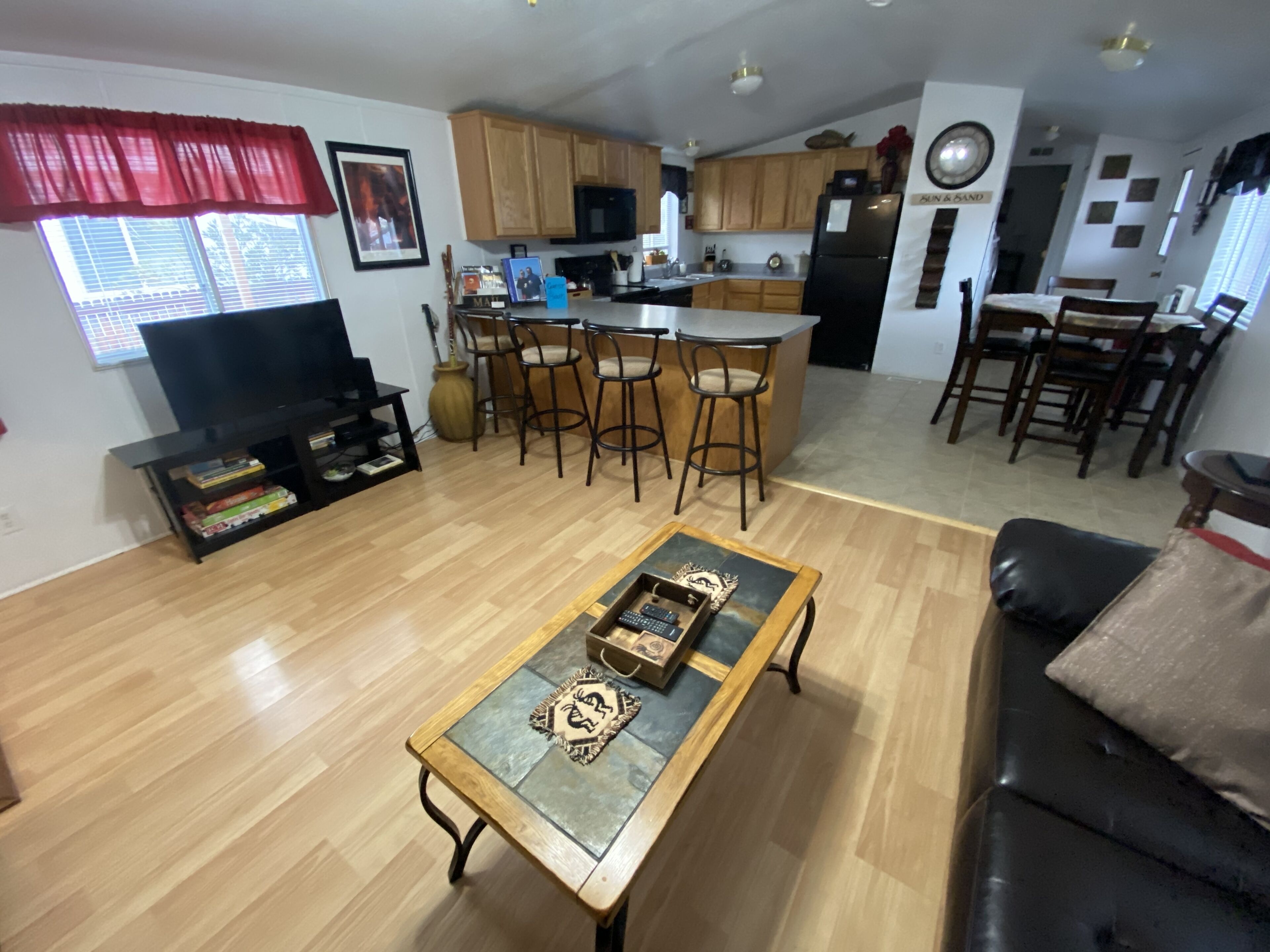 Smart TV, DVD player, books, video library