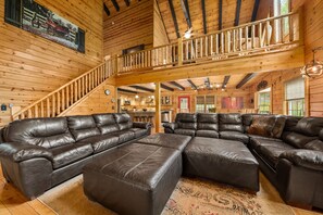 Smart TV, fireplace, DVD player, foosball