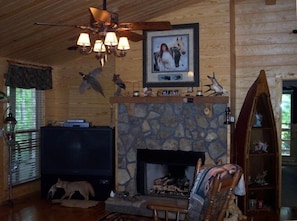 Smart TV, fireplace, DVD player, stereo
