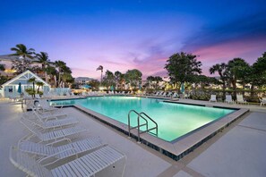 Outdoor pool, a heated pool - POSHPADZ-Bella Lago-Ground Floor, Walk to Jupiter Beach, Patio with Lake Views (Jupiter)