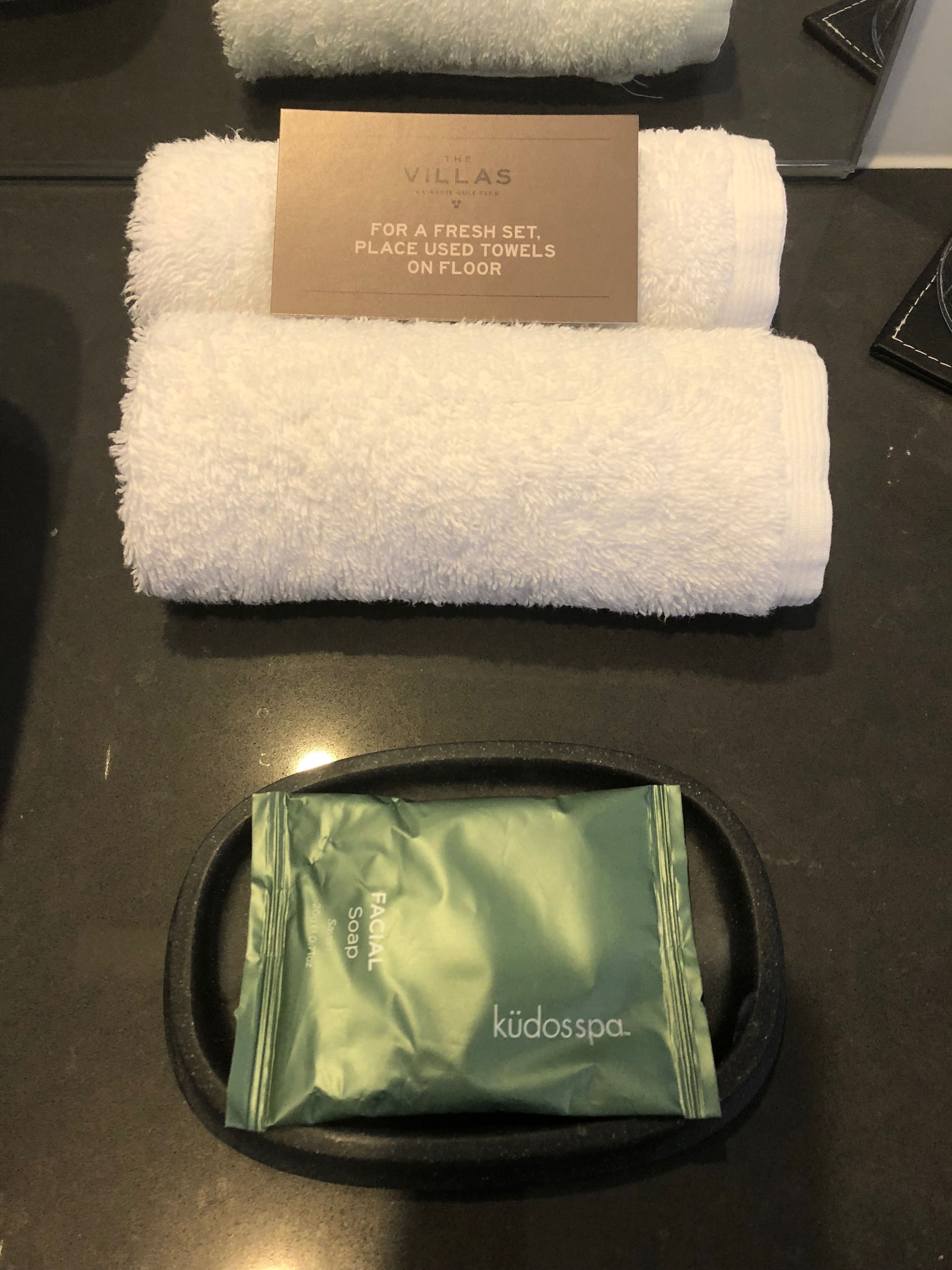 free toiletries, hair dryer, towels