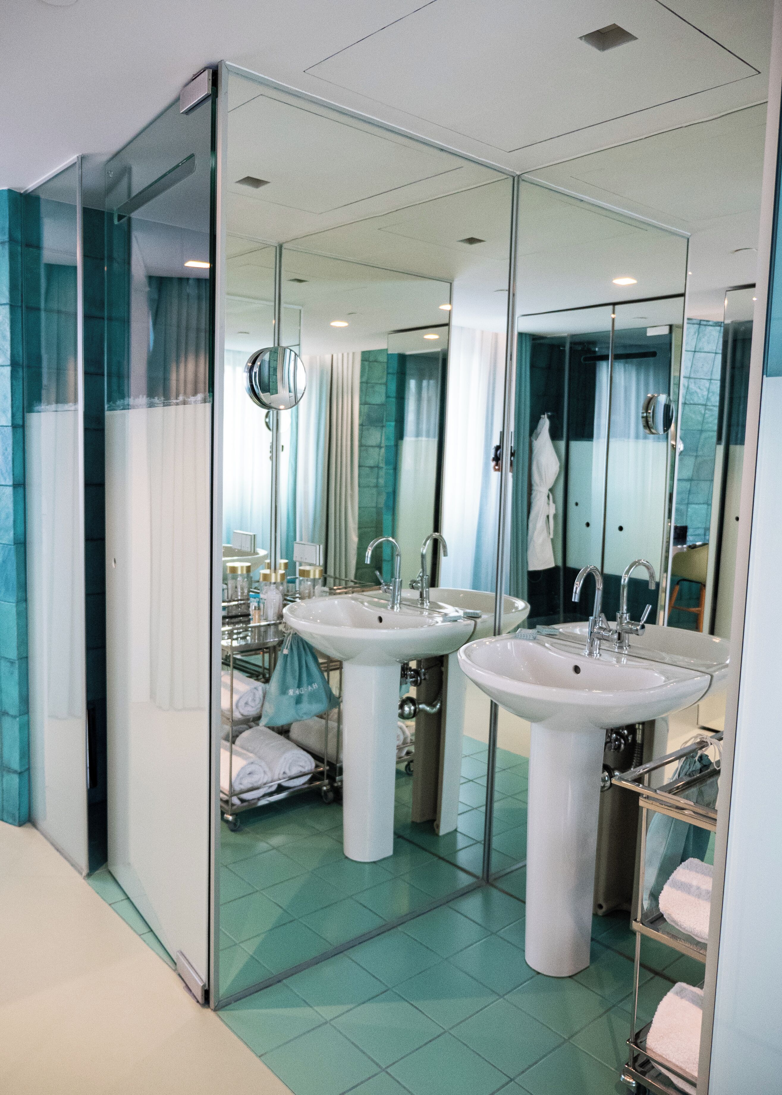premium double room | bathroom | shower, free toiletries, hair dryer, bathrobes