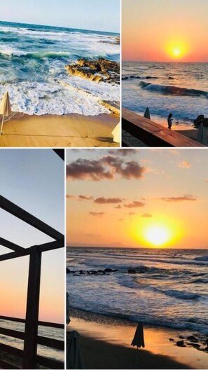 On the beach, sun-loungers - Nautica Hotel Apartments (Rethymno)