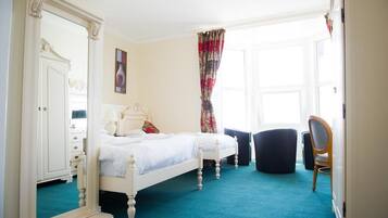 Desk, free WiFi, bed sheets