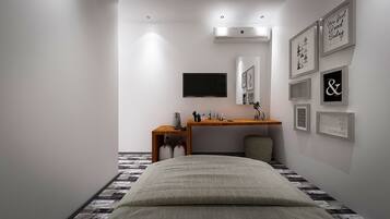 Laptop workspace, soundproofing, free WiFi, bed sheets