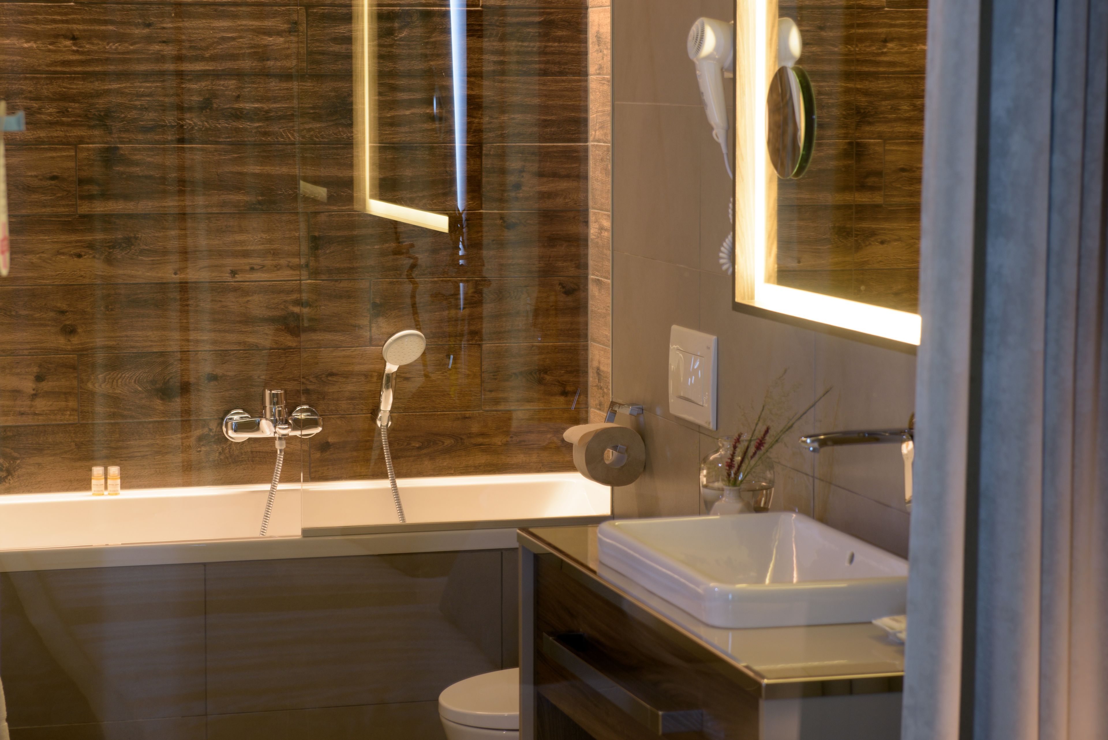 free toiletries, hair dryer, towels, soap