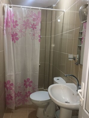 Standard Apartment | Bathroom | Shower, hair dryer, soap, shampoo - Elite Apart Pansiyon (Gökçeada)