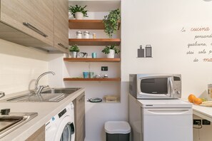 Leilighet, 1 soverom | Eget tekjøkken | Kjøleskap, mikrobølgeovn, ovn og kokeplater