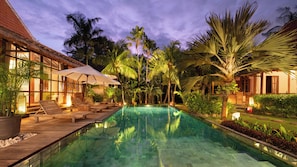 Front of property - evening/night - Villa Desa Roro Estate by Villa Finder (Canggu)