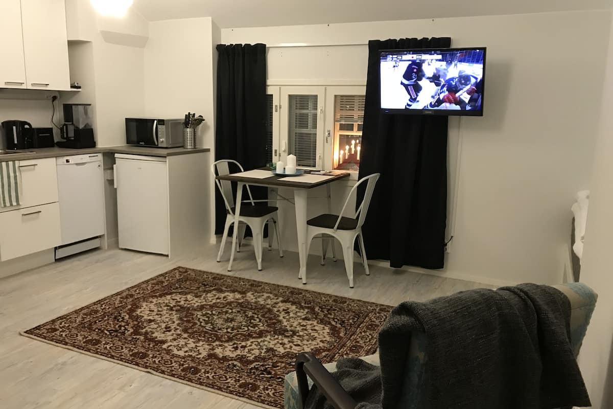 standard apartment | private kitchenette | full-sized fridge, microwave, oven, stovetop