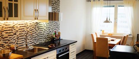 公寓, 2 间卧室, 厨房 | 私人厨房 | 微波炉、烤箱、炉灶、意式浓缩咖啡机