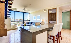 Deluxe Penthouse, 2 Bedrooms, Private Pool, City View | Living area | 42-inch flat-screen TV with satellite channels, TV, video game console - A-Nah Suites Apartamentos by CSR (Playa del Carmen)