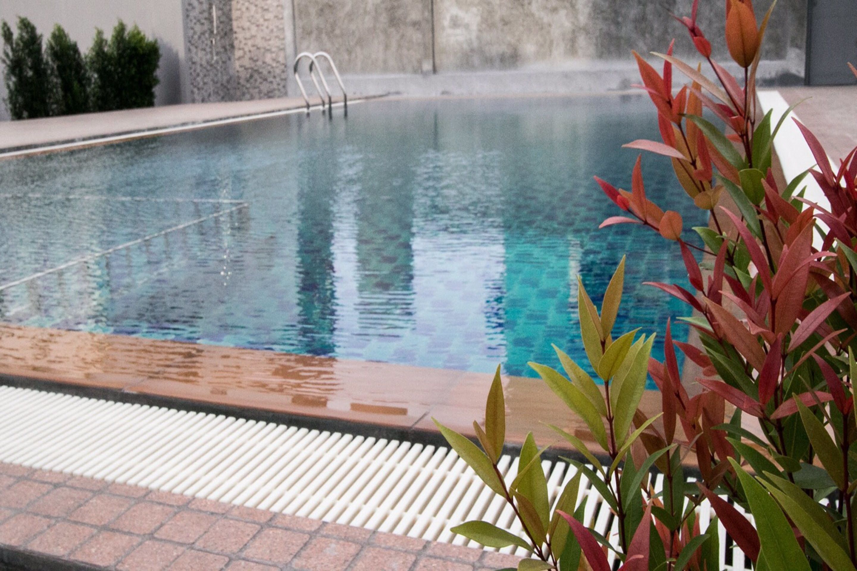 outdoor pool, pool loungers