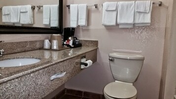 Standard Room, 2 Double Beds, Non Smoking | Bathroom | Shower, hair dryer, towels