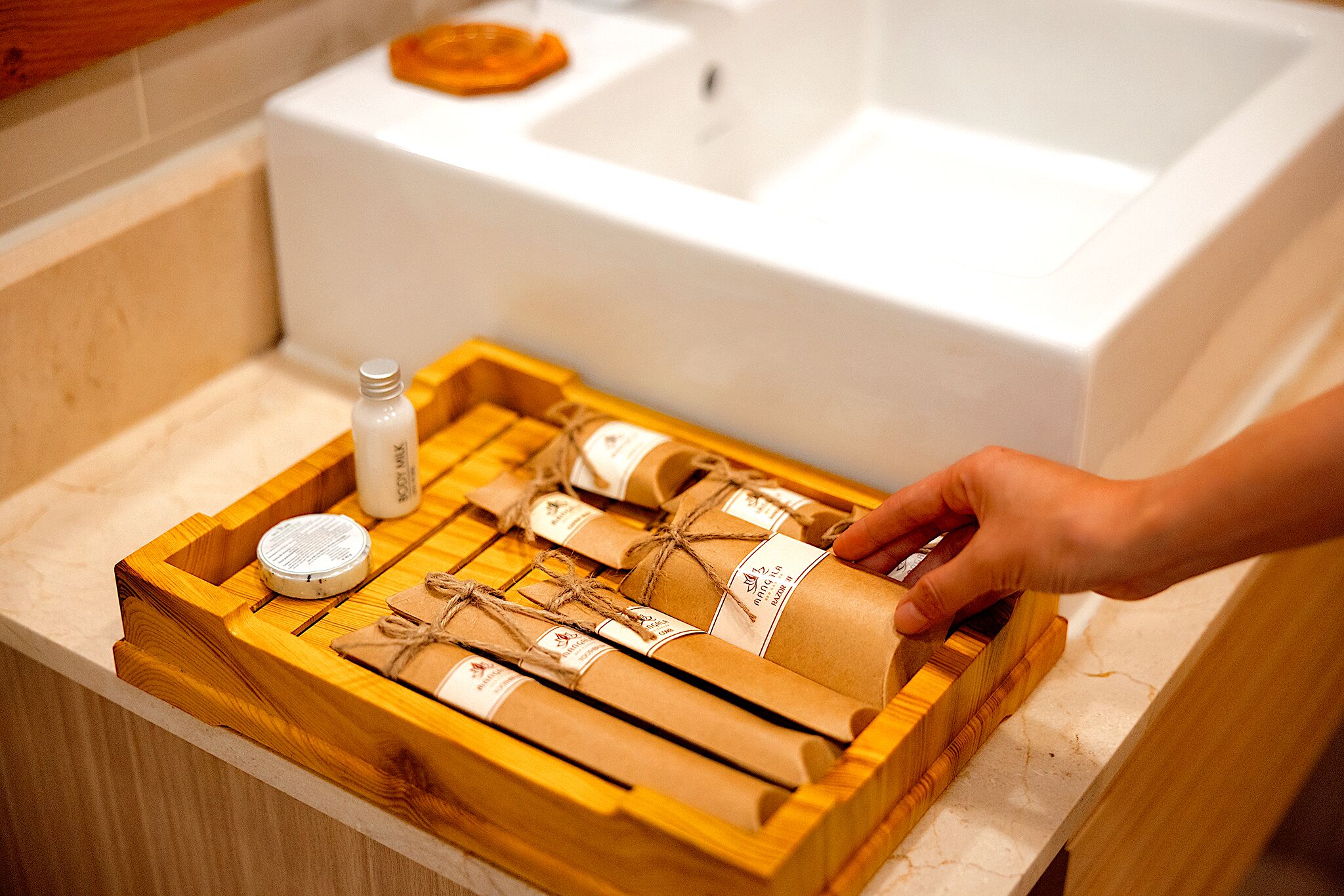 luxury apartment | bathroom | hydromassage showerhead, free toiletries, hair dryer, slippers