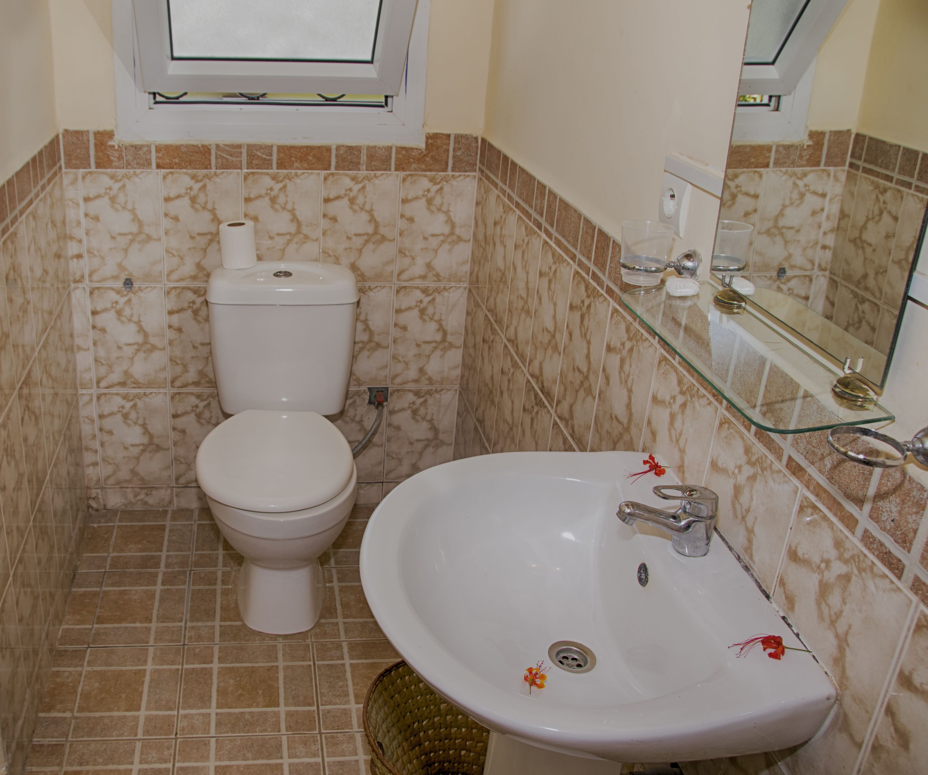 standard studio | bathroom | shower, free toiletries, hair dryer, towels