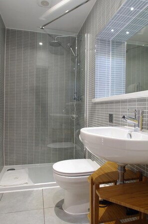 Shower, rainfall showerhead, free toiletries, hair dryer - The London Agent Fitzrovia Studio 3 (London)