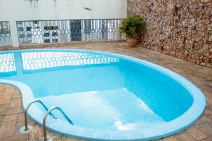 Outdoor pool, open 7:30 AM to 6:00 PM, pool umbrellas, sun loungers