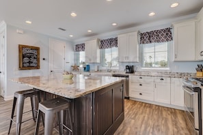 House, 3 Bedrooms | Private kitchen | Full-sized fridge, microwave, oven, stovetop - Magnificent Modern Beach House with Ocean View from All Rooms by RedAwning (Fernandina Beach)