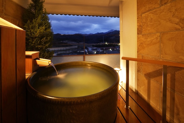 Room with Open-air bath Japanese Style Type + Sofa Corner, Non-Smoking | Bathroom | Combined shower/tub, free toiletries, hair dryer, bidet