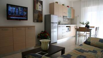 Apartment, 2 Bedrooms, Terrace, City View | Living room | 25-inch LCD TV with cable channels, TV