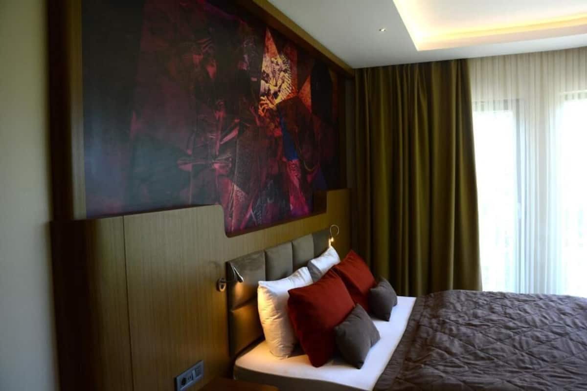 Blackout drapes, soundproofing, iron/ironing board (on request)