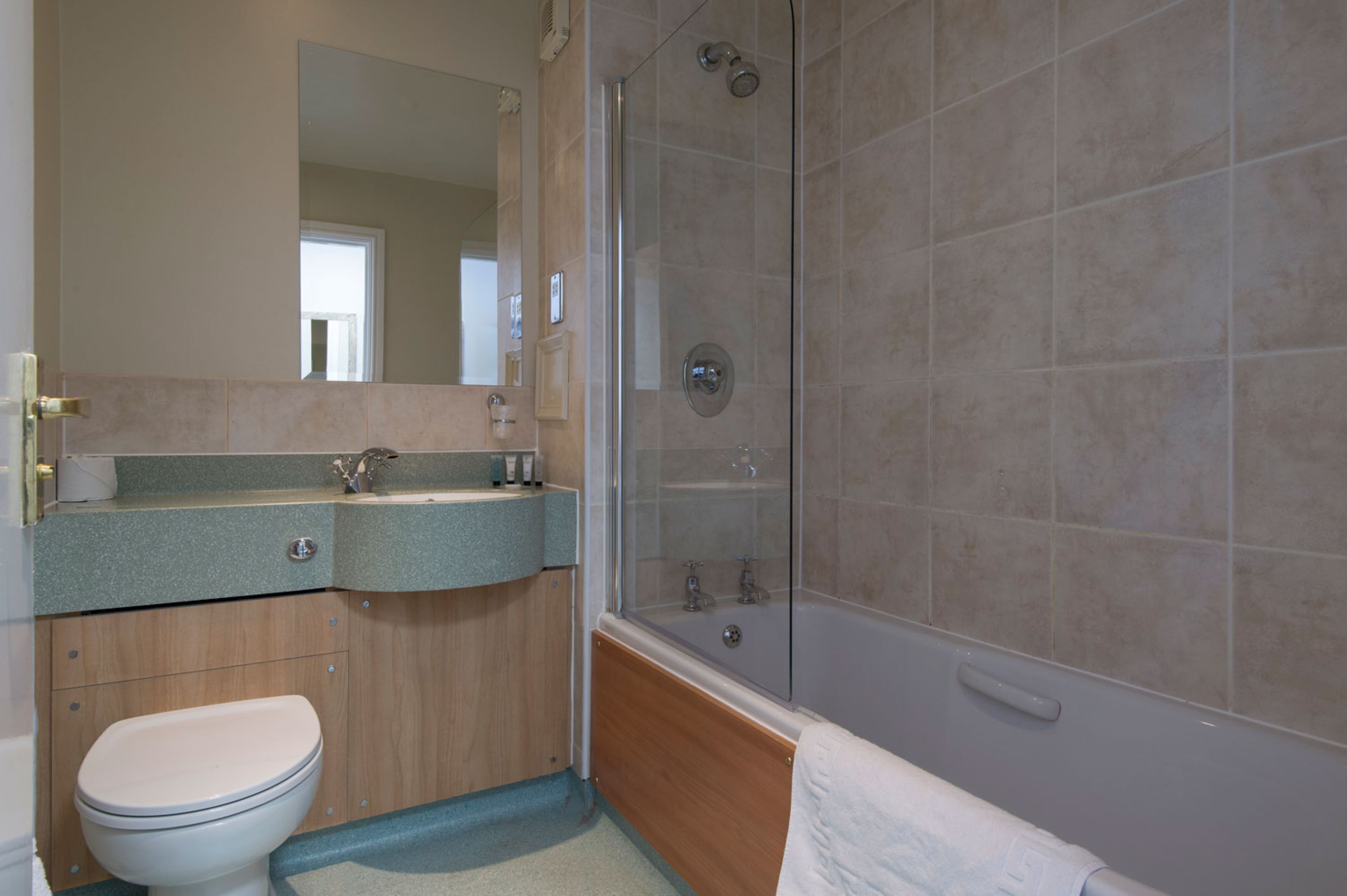 free toiletries, hair dryer, towels