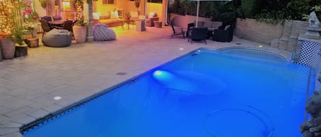 2 outdoor pools, pool umbrellas, pool loungers