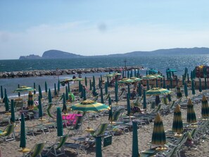 Private beach nearby, white sand, sun loungers, beach umbrellas