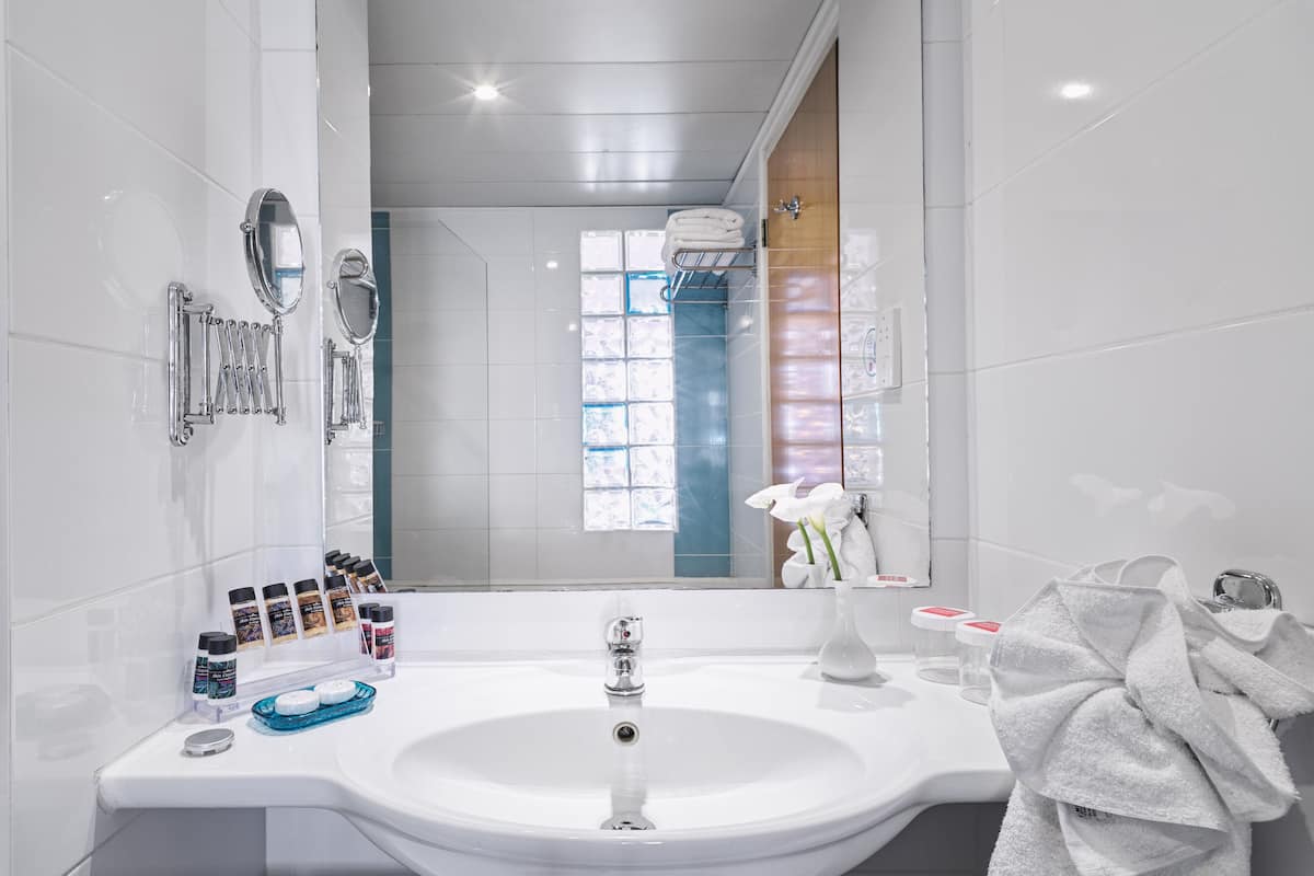 shower, free toiletries, hair dryer, slippers