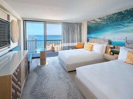 Diamond Head Room, 2 Double Beds, Ocean View | In-room safe, desk, iron/ironing board, free cribs/infant beds