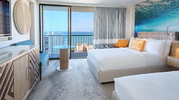 Diamond Head Room, 2 Double Beds, Ocean View | In-room safe, desk, iron/ironing board, free cribs/infant beds