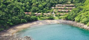 On the beach, sun-loungers, beach towels