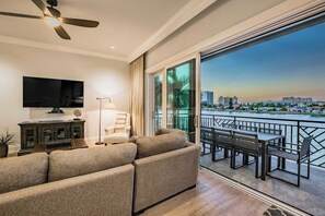 Flat-screen TV, offices - Waterfront Townhome w/Game Room & Boat Slip! Walk to the Beach | Beach Gear Incl (Clearwater Beach)
