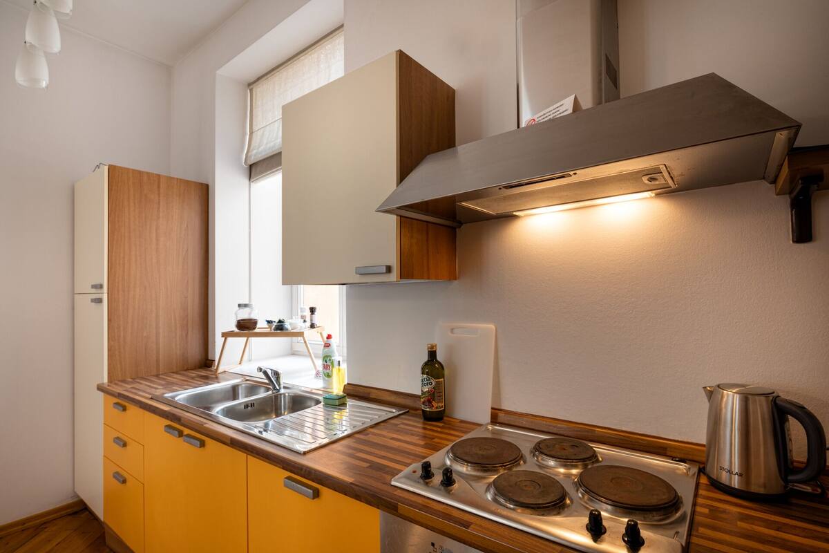 Old Riga Two Floor Palasta Loft Apartment With River View (Address: Palasta street 9) | Private kitchen | Coffee/tea maker, fridge, microwave, oven