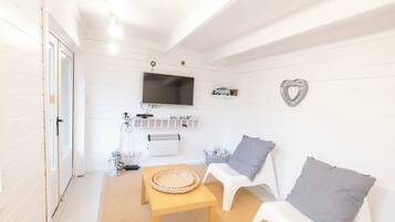 TV connectée, cheminée, jeux vidéo, lecteur de DVD