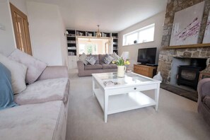 Een smart-tv, een open haard, videogames en een dvd-speler