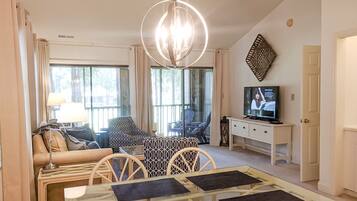 TV, DVD player, books